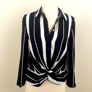 Black and white striped blouse